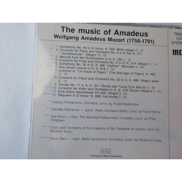 The Music of Amadeus Mozart 1756 to 1971 MCR vintage Classic CD - Picture 3 of 6